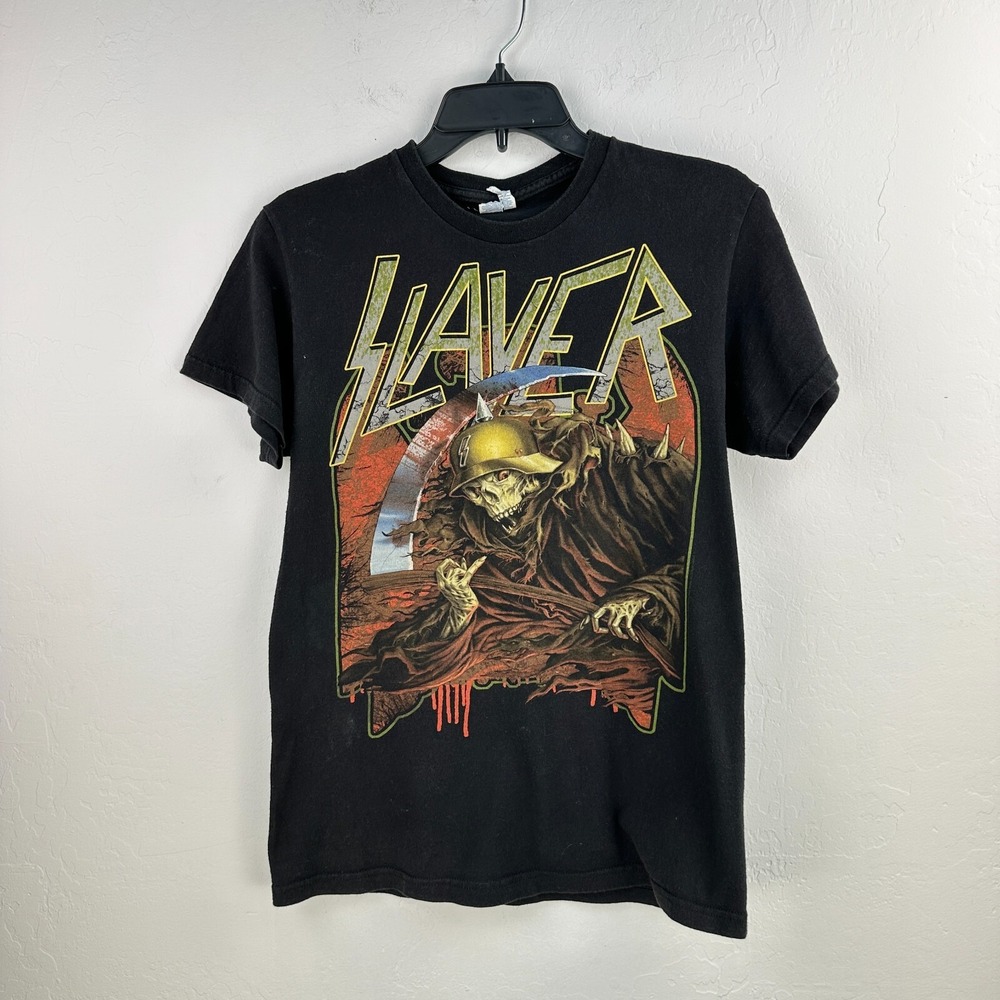 VTG Slayer T-shirt Mens S Black Delta Tag Skull‎ Reaper Helmet Grunge Punk Band